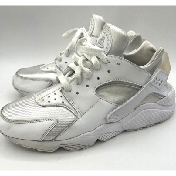 Nike Air Huarache Men’s Sneakers Triple White Pure Platinum Size 11 - Picture 1 of 12